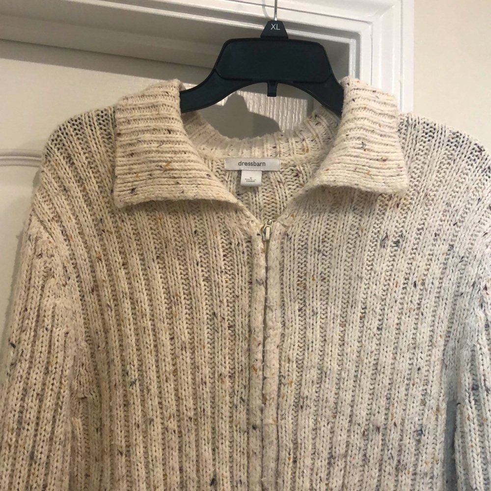 Zipper front cream colored sweater